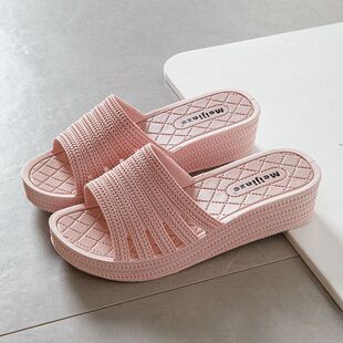 Women's Mid-heel Summer Outer Sandals New Thick-soled Wedge Non-slip Hollow-out Breathable Fashionable All-match Women's Slippers