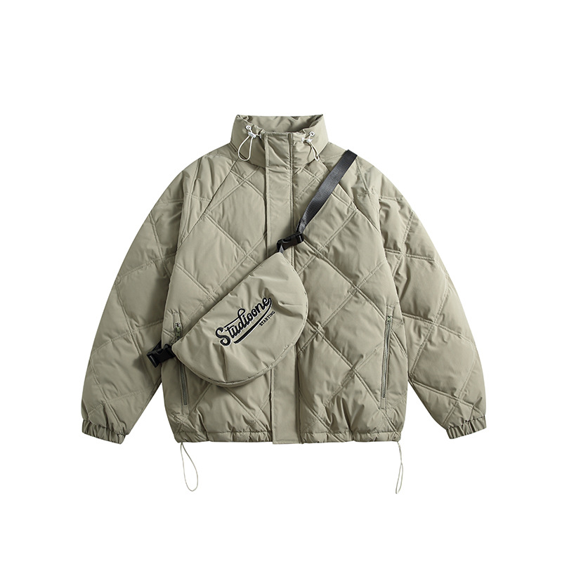 Winter solid Japanese retro keep warm down jacket with down