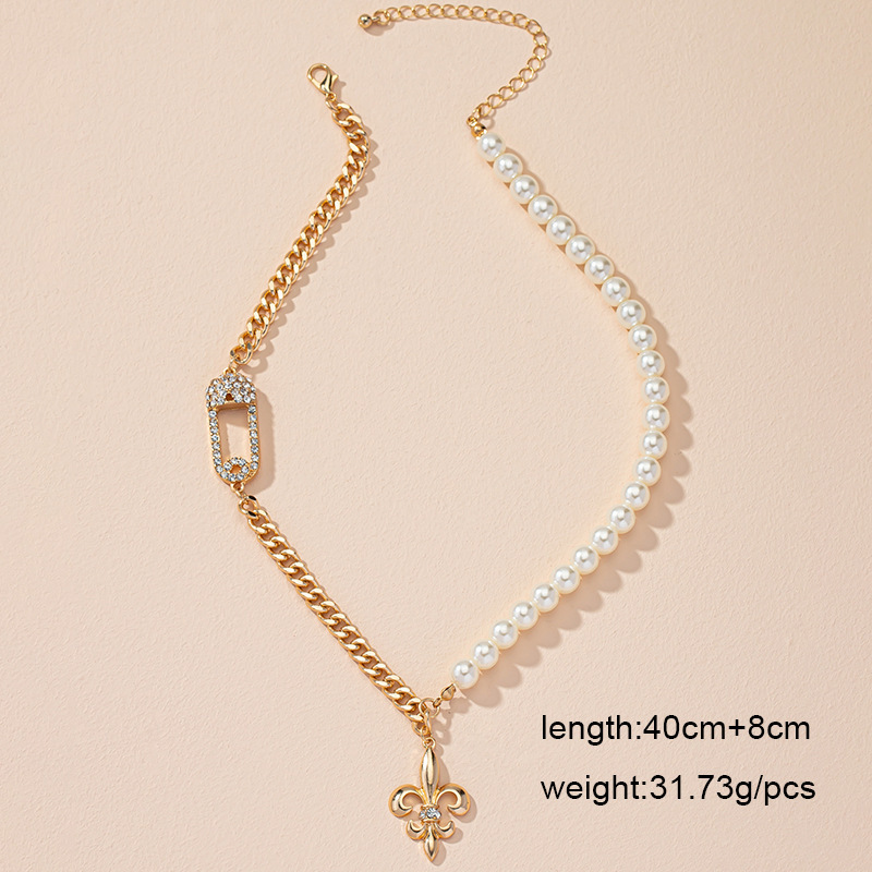 Arbeiten Sie Dicke Nähende Perlenlegierungshalsketten-diamantreißverschlusskopfschnallen-schlüsselbeinkette Um display picture 4