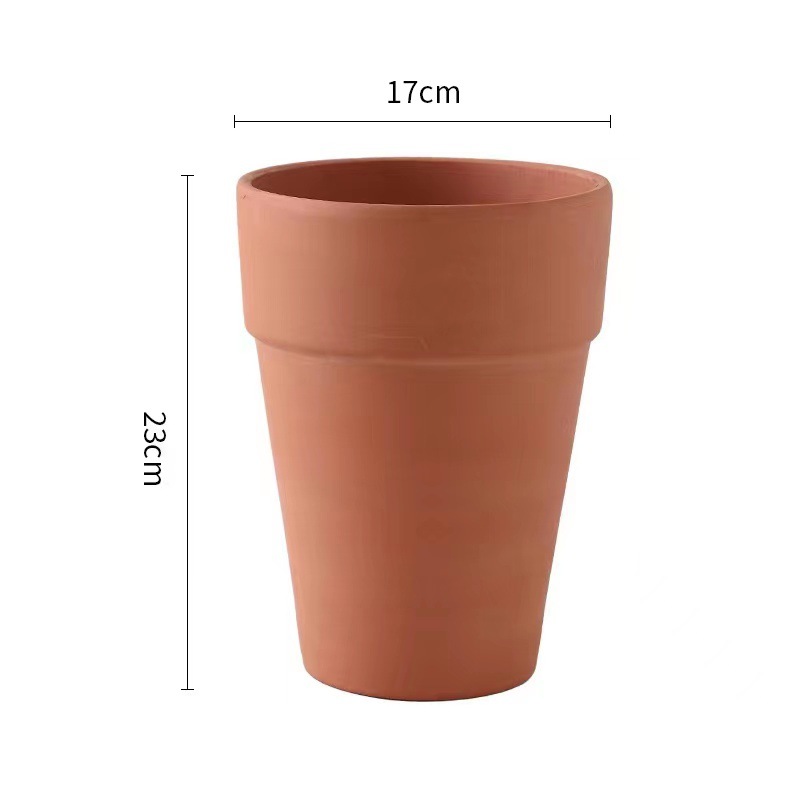 17x23高脚红陶花盆国际陶瓷花盆低温透水性强多肉亚马逊通用花盆