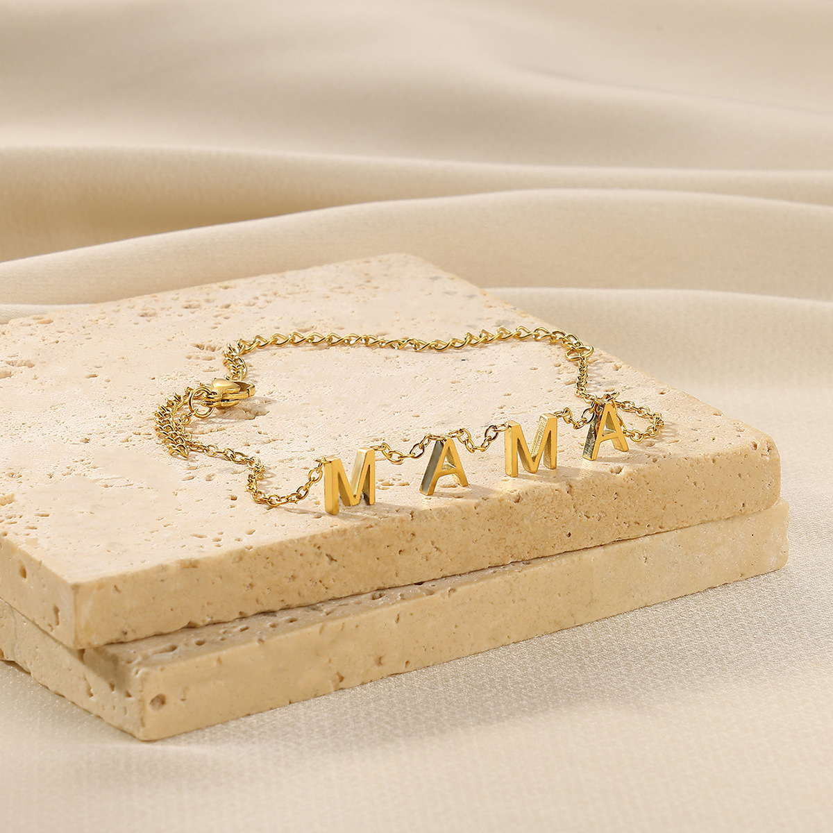 欧美跨境新款Mama不锈钢字母脚链母亲节礼物女式饰品批发厂家直销
