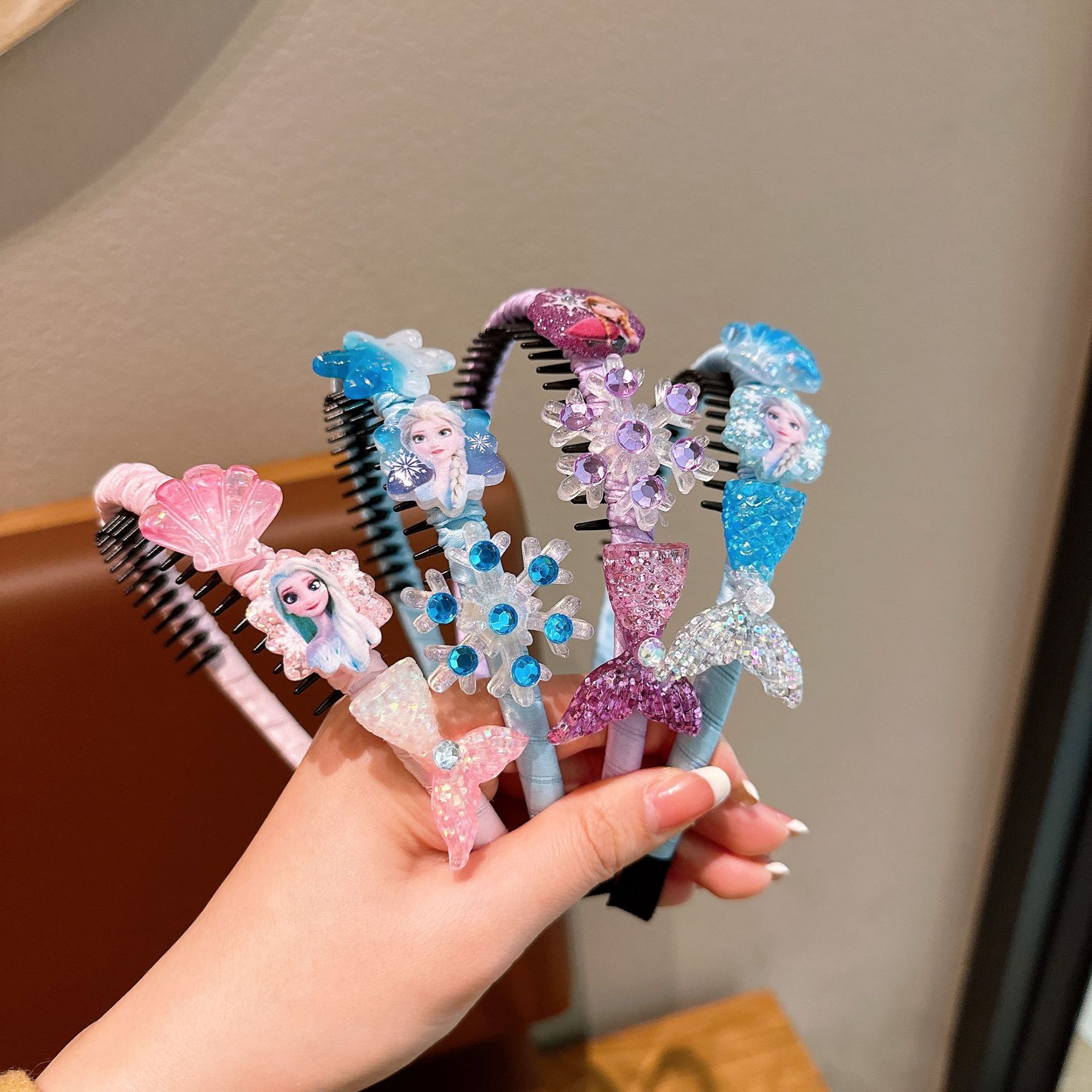 Niños Aisha princesa banda de cabello de niña hielo y nieve con dientes antideslizante banda de cabello acrílico coreano clip de cabello