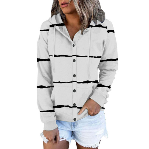 Women's European and American Simple Casual Long Sleeve Hooded Coat