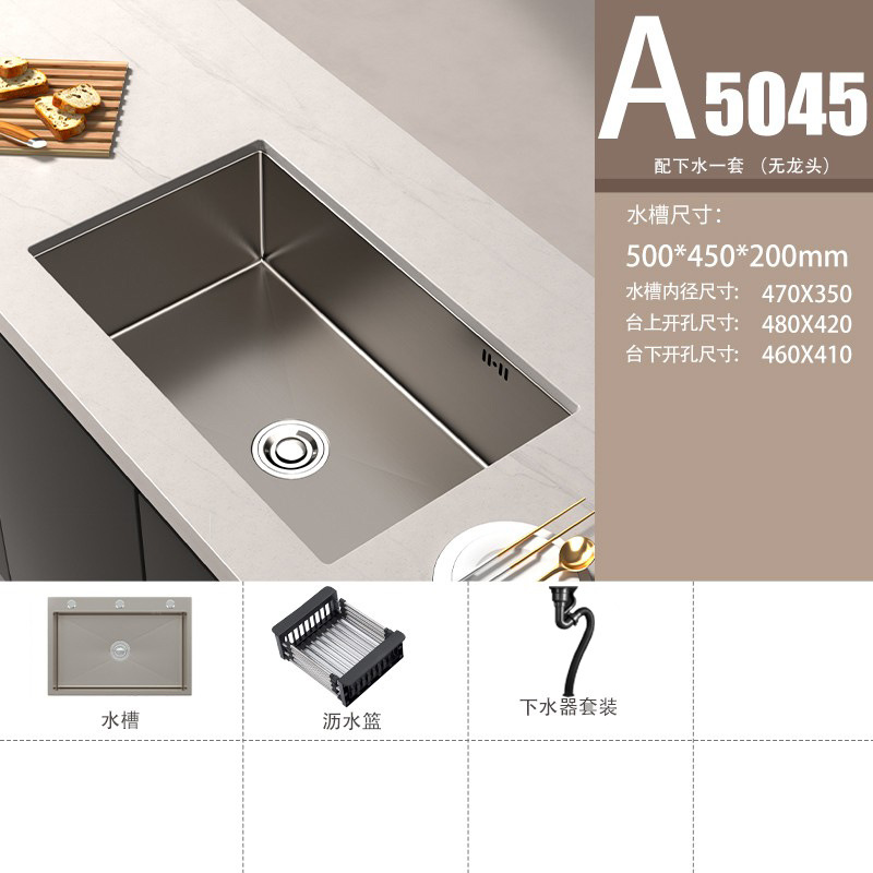 lavabo de verduras gris de pistola 304 gran fregadero de acero inoxidable fregadero de cocina mano nano lavabo lavabo lavabo