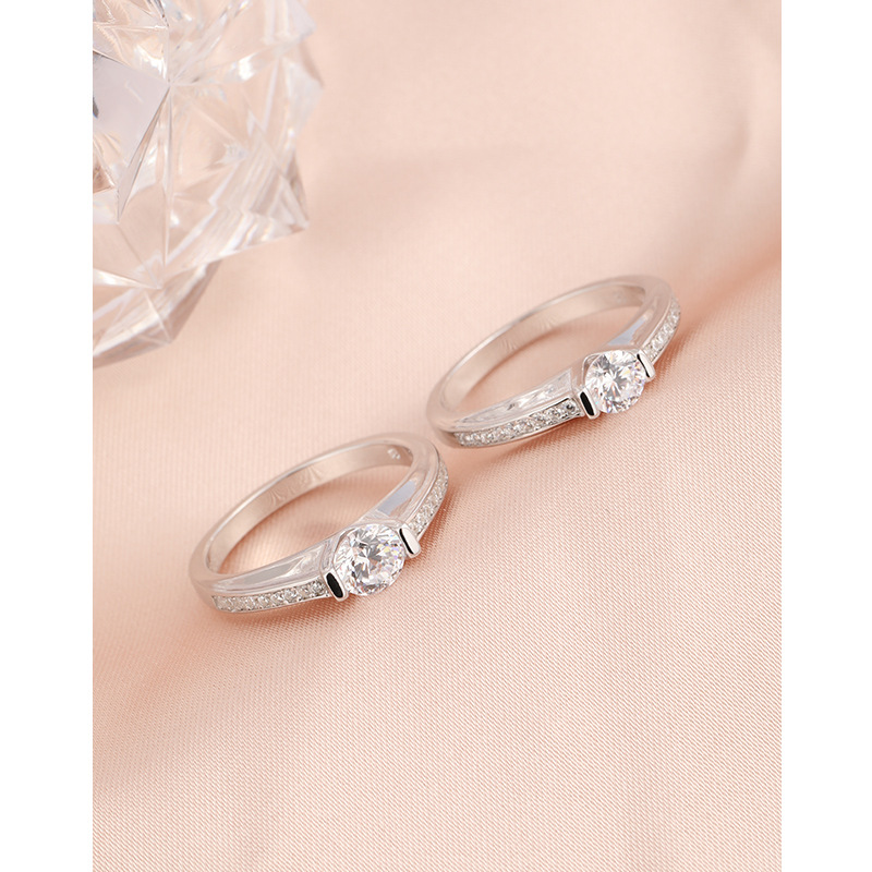 Anillo de zircón de diamante de plata 925 para mujeres anillo de pareja cerrado de matrimonio anillo de diamantes simulado regalo de novia