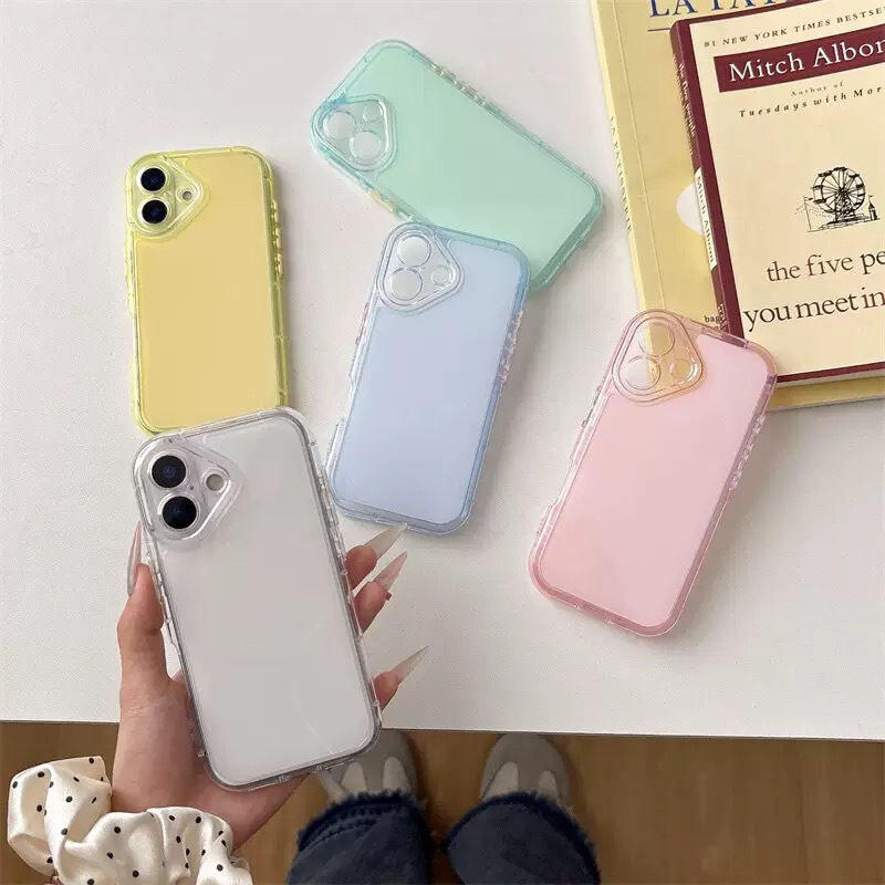 Suitable for Iphone17Pro/Apple 16/15 Cream Jelly Case Transparent Wide Edge Anti-Fall DIY Groove Phone Case