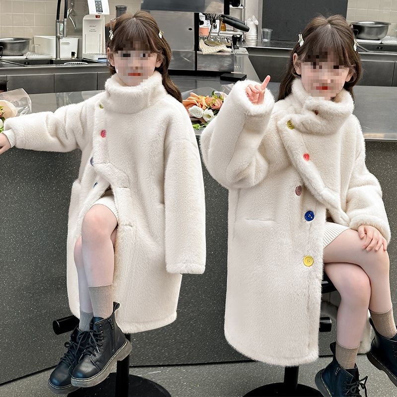 2025女童秋冬皮草皮毛外穿外套一体新款儿童水貂长款保暖大衣