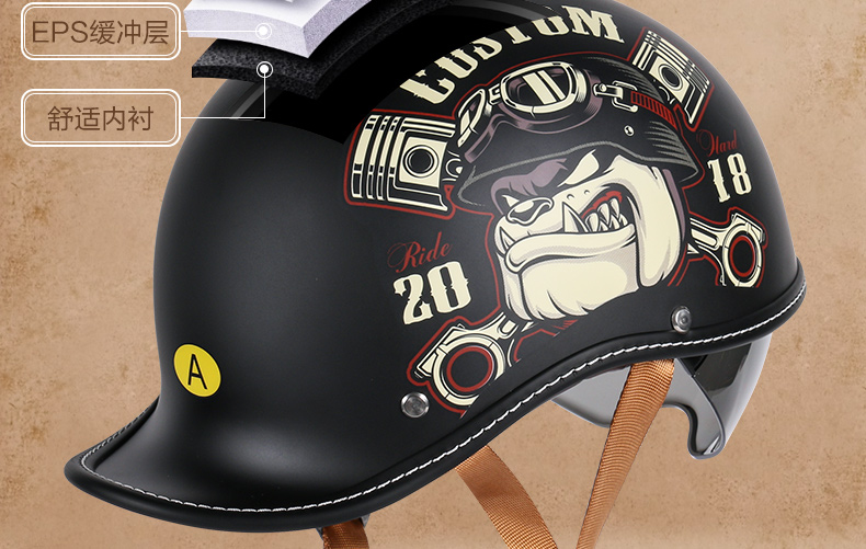 Retro Cruiser Helmet New National Standard 3C Certified Electric Motorcycle