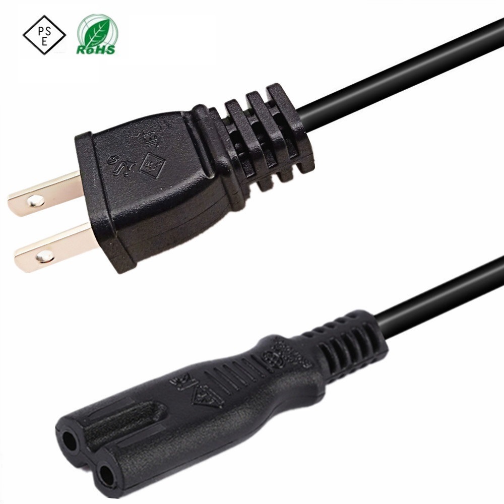 厂家供应日本插头电源线 日本两插电源线 日式八字尾认证电源线