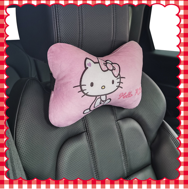 Hellokitty Car Pillow Cute Cartoon Car Headrest Neck Pillow Popular Leather Pillow Bone Pillow for Women