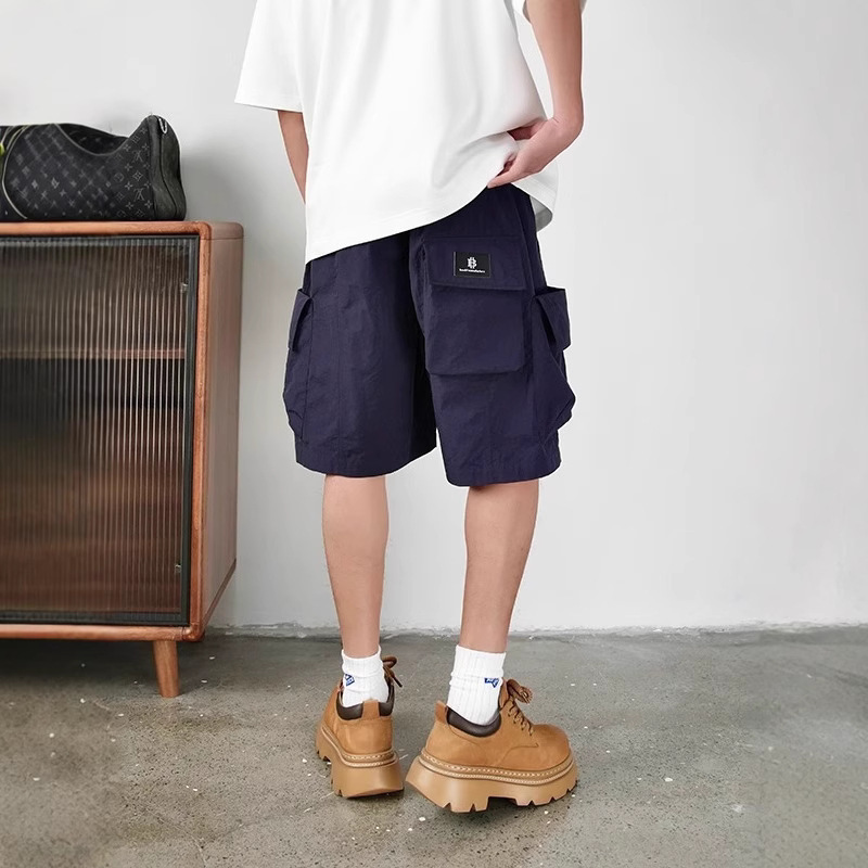 Men's Summer Casual Overalls Shorts Casual Pants All-match Japanese Sports Loose Multi-pocket Overalls for Men