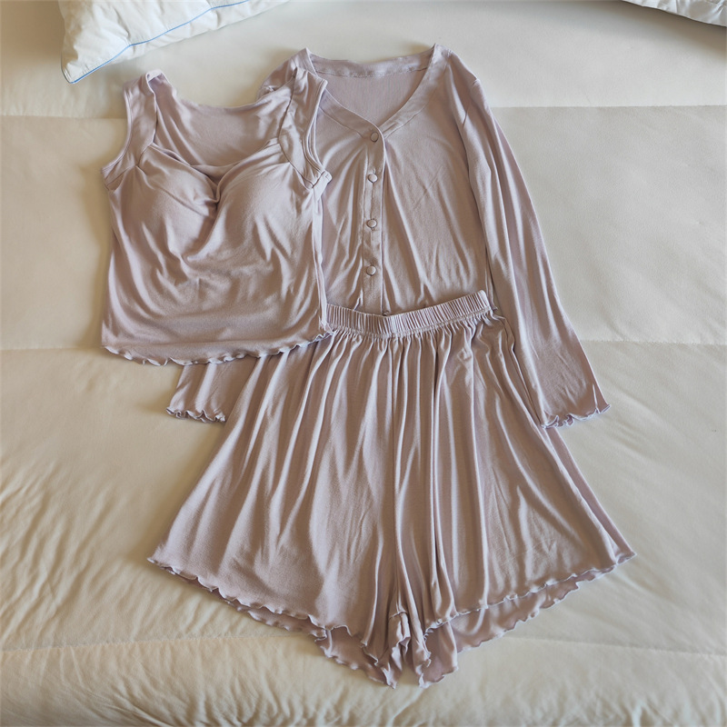 8320.3#타로 퍼플 조끼 + 반바지 + 재킷 [고정 가슴 패드]