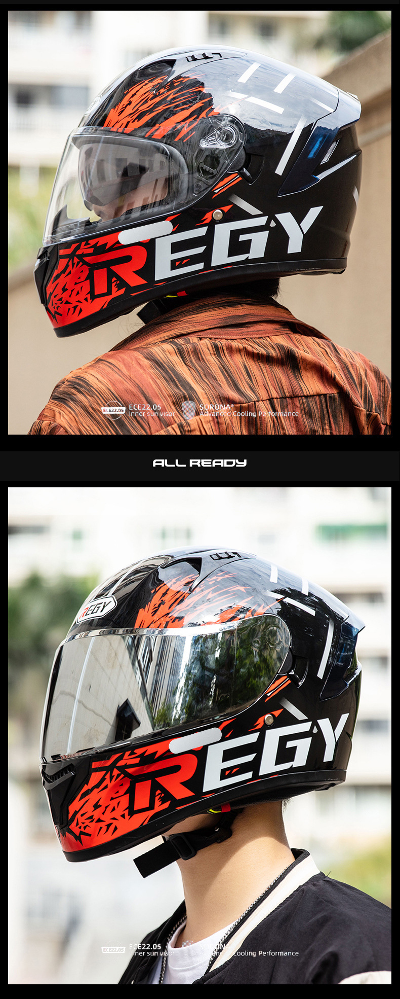 Motorcycle Helmet Full Helmet DOT/3C Certification New National Standard Class A Male and Female Double Lens Electric Vehicle Full Helmet