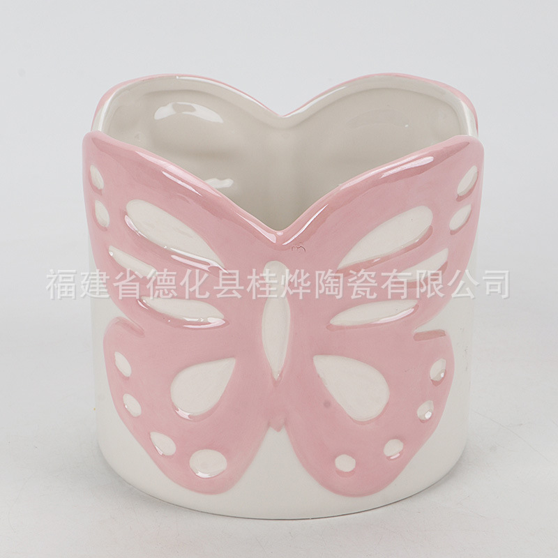 Butterfly Shaped Flower Vat Ceramic Relief Decorative Flower Pot New Butterfly Flower Arrangement Supports Customization