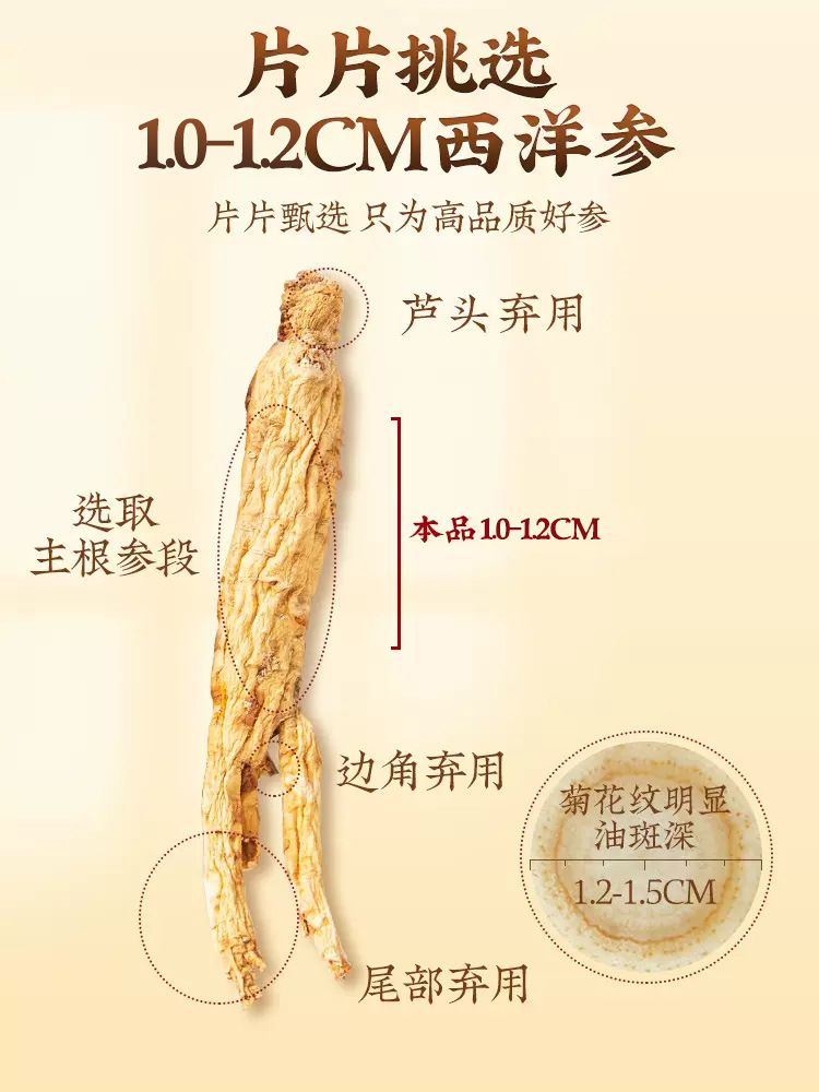 Beijing Tong Ren Tang American ginseng slice Changbai Mountain ginseng slice best-selling wholesale manufacturer dropshipping one piece at a time