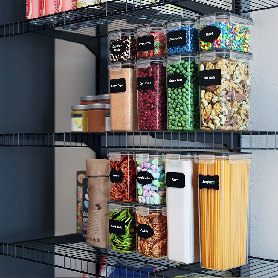 Mayorista caja de preservación de plástico transparente sellado caja de almacenamiento de condimentos de cocina granos a prueba de humedad con cubierta tanque de almacenamiento