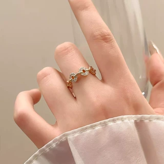 钱币链条铜钱旺财戒指女小众设计指环轻奢高级感开口戒食指偏财戒