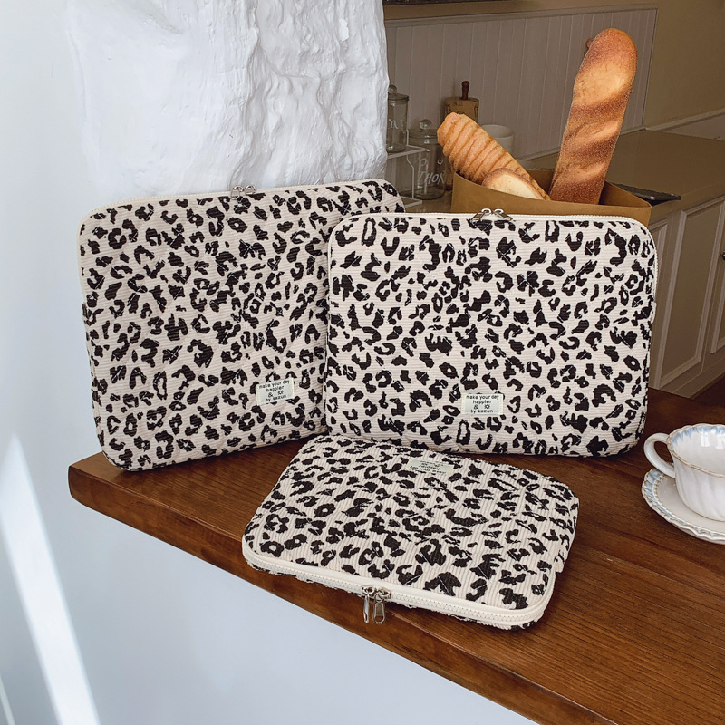 European and American Fashion Leopard Print Laptop Bag for Women Trendy 11inch Tablet Protective Case 13/ 15inch Inch Notebook Sleeve Bag for Women