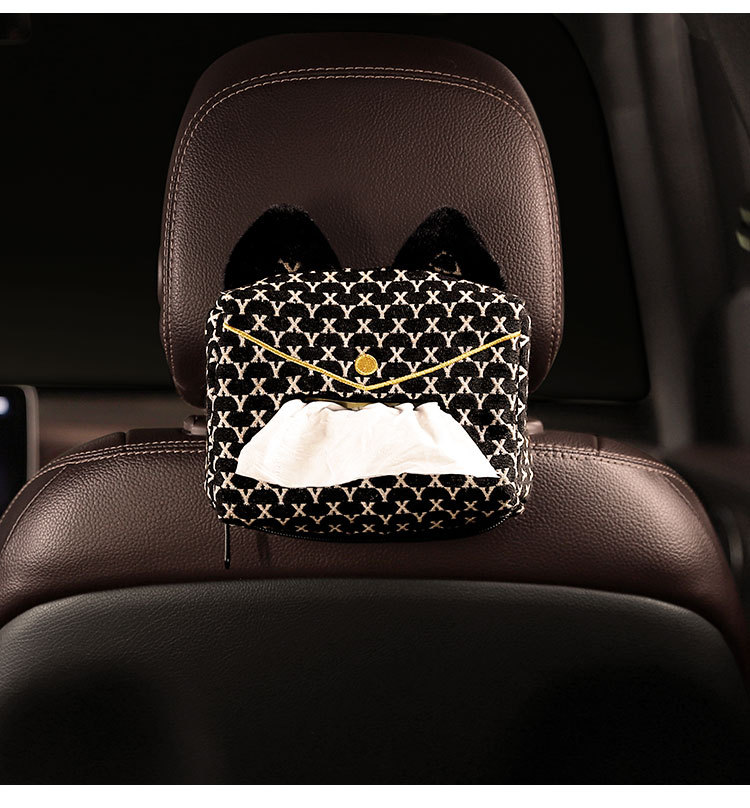Creative Car Tissue Box with a High-End Feel, Car Seat Back Hanging Tissue Box, Armrest Box Tissue Pack, Car Interior Decoration
