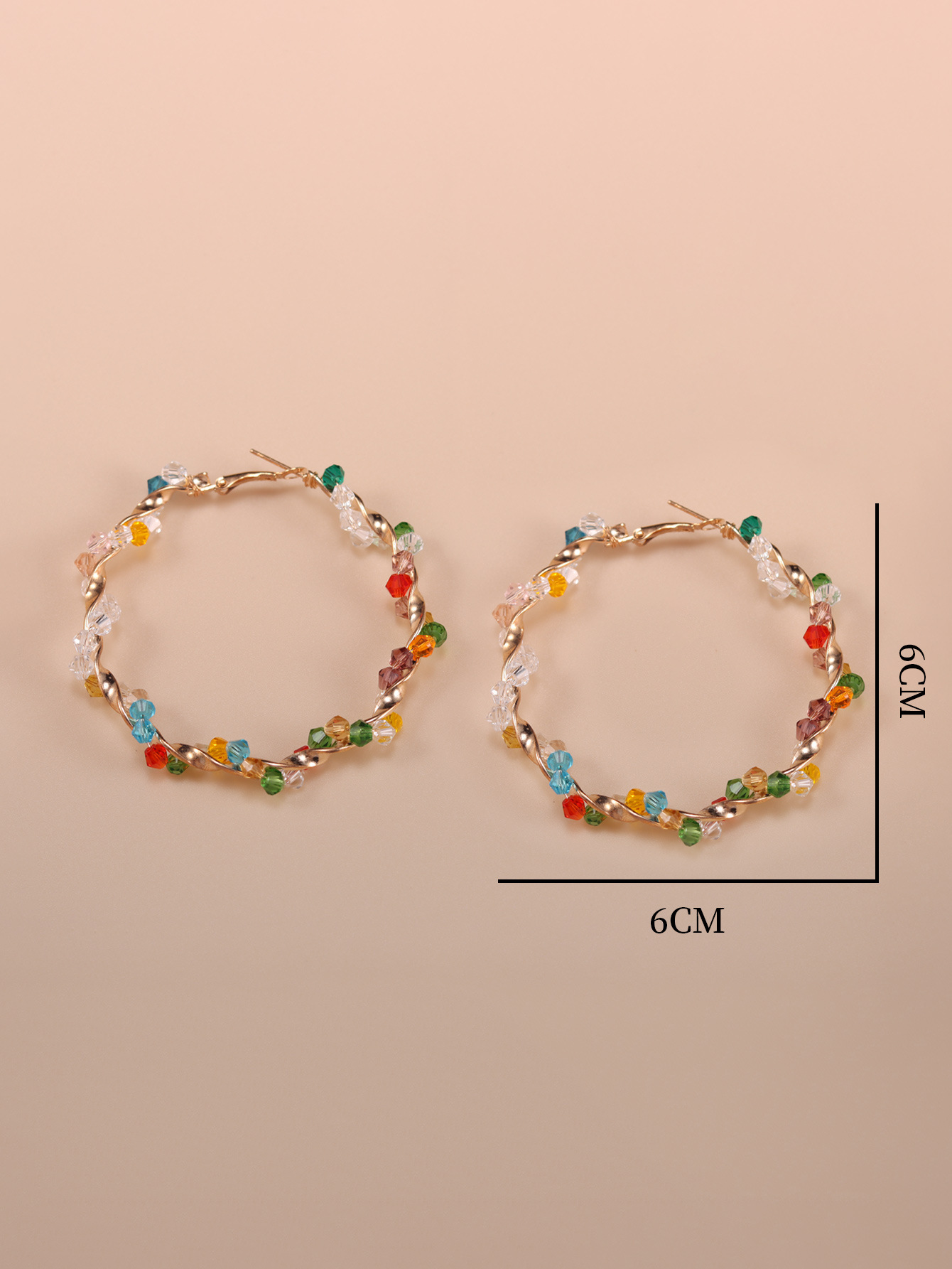 Circle Pattern 1 Pair Simple Style Circle Beaded Plating Artificial Crystal Iron Earrings