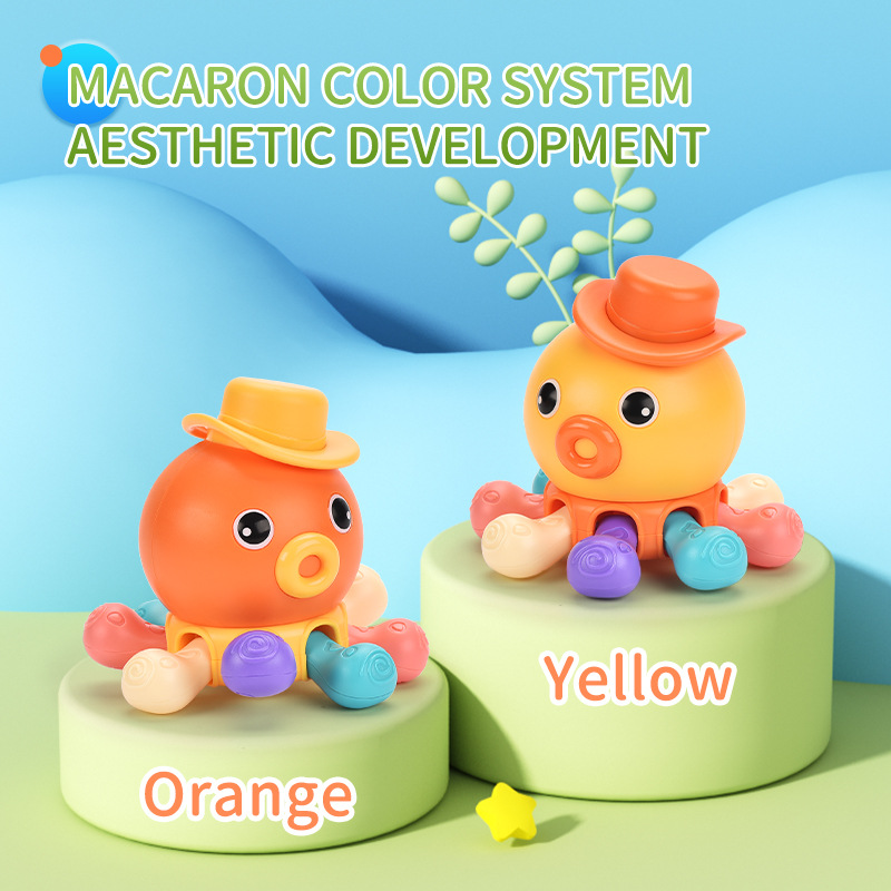 Nuevos productos transfronterizos 0 - 3 dedos ejercicio de color juguetes cognitivos amazon pulpo divertido roer juguetes para niños