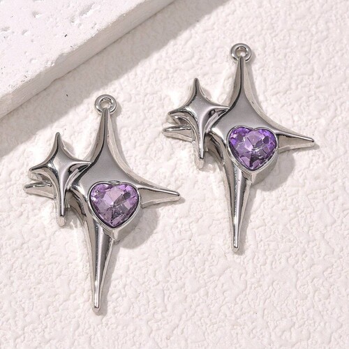 Fashion Violet Series Alloy Polaris Cross Love Pendant DIY Necklace Earrings Jewelry Accessories