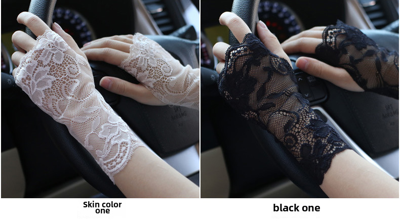 Fabrik direkt sonnencreme spitze handschuhe halb finger frauen sommer dünne fahren finger narbe tattoo halbe dekoration großhandel_voghion.com