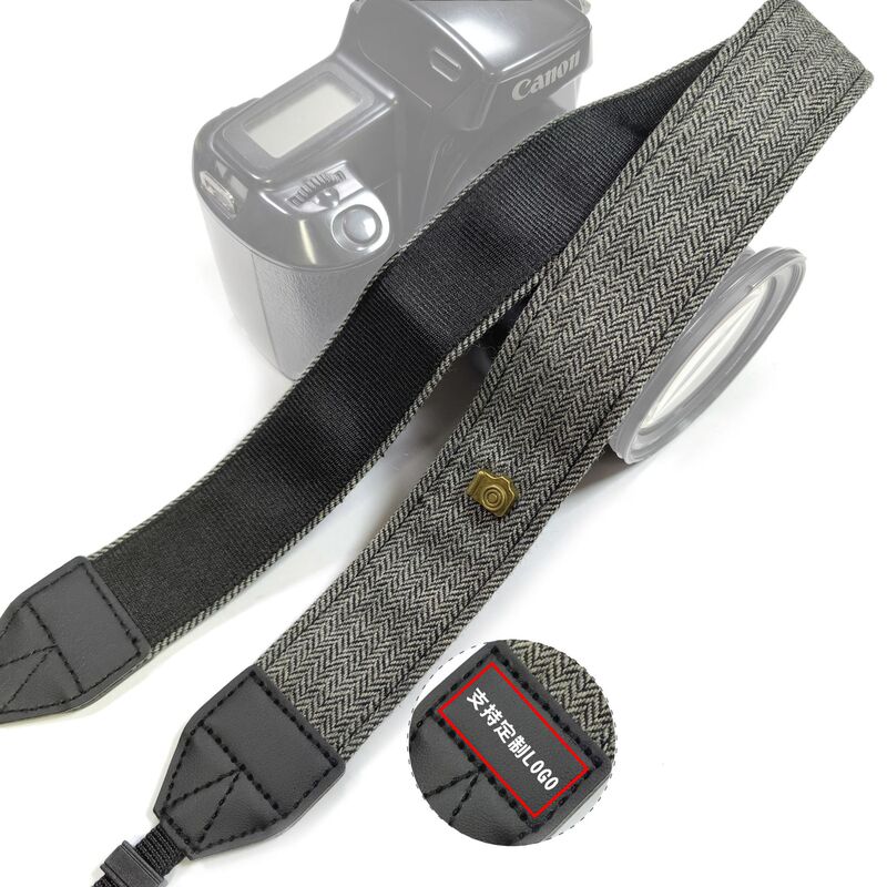 Cotton Camera Shoulder Strap, Brown Pressure-Reducing Retro Dslr Camera Strap, Herringbone Pattern Photography Camera Strap Accessories