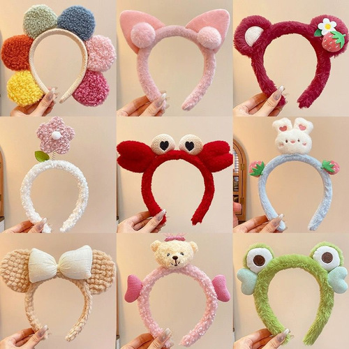 Cute Wash-Only Headband for Women,  New Arrival Cartoon Headdress, Hair-Tying Headband with Plush Hair Ties