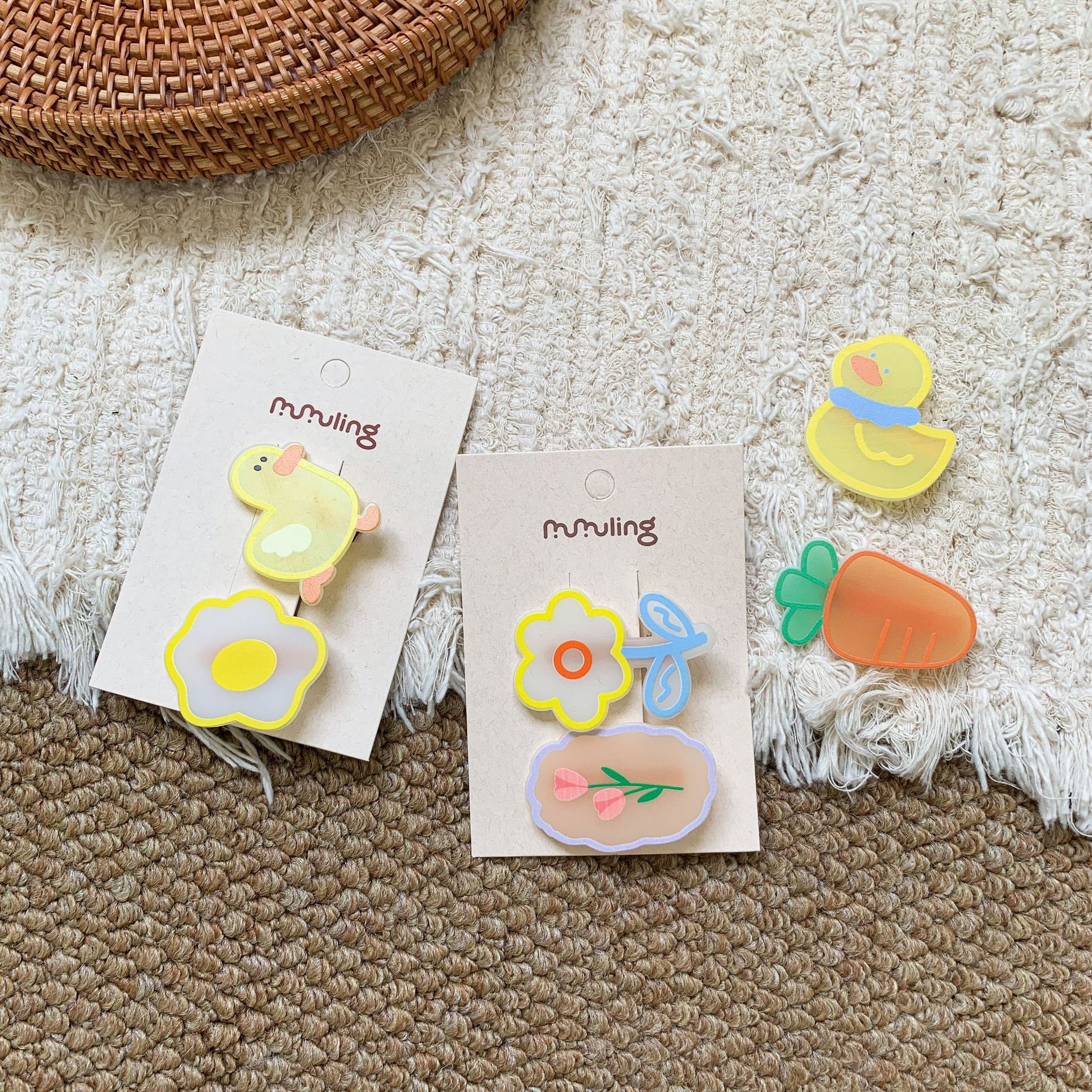 Sugar Pear ropa infantil clip de cabello de dibujos animados para niños 2026 clip de acrílico para niñas clip de borde para bebés peluche clip accesorios clip de cabello