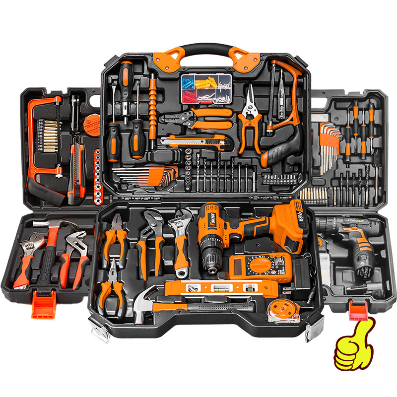 Multifunctional household hardware tools suit electrician woodworking set combination maintenance portable toolbox