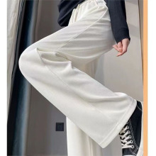 米朵绒阔腿裤女秋冬新款加绒高腰垂感宽松直筒休闲灯芯绒拖地裤子