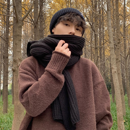 Men's fashion scarf, personalized trendy brand gift for men, birthday gift, men's stylish woolen winter scarf for young people, couple's fashion accessory.
