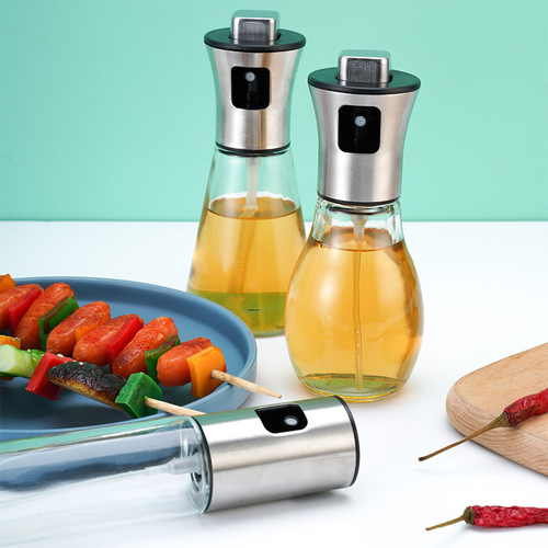 304 stainless steel oil spray bottle, crazy barbecue oil spray bottle, press soy sauce vinegar oil control bottle, leak-proof glass oil bottle