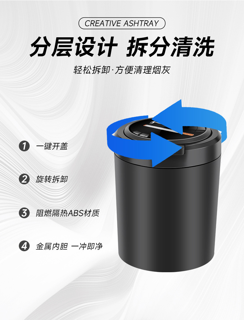 New car ashtray with one-button open cover anti-ash fly car supplies personalized ashtray home office