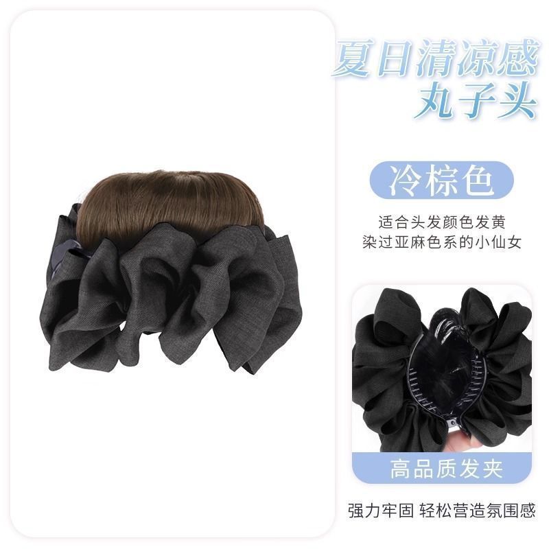 丸子头抓夹发圈蓝色牛仔丸子夹增发量懒人盘发神器花苞丸子头假发|undefined