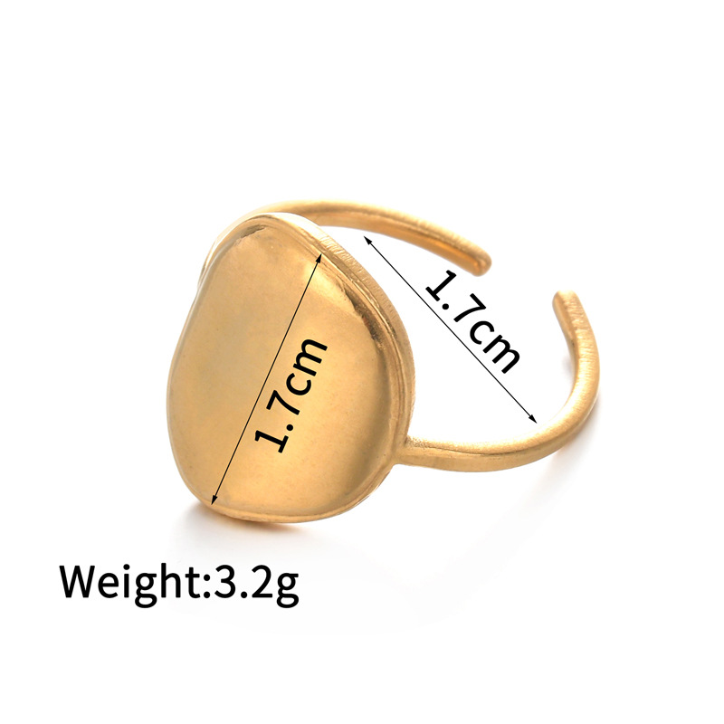 8g Weight PVD Coated Real Gold Plated Four Leaf Clover Heart Shape 304 Stainless Steel Retro Waterproof Non Tarnish Open Rings