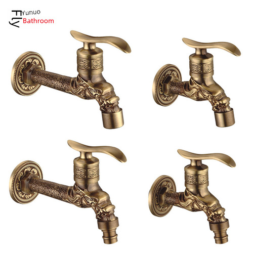European-style extended drag pool washing machine dual water faucet quick-open single cold wall-mounted pressure 4-way water faucet splash-proof