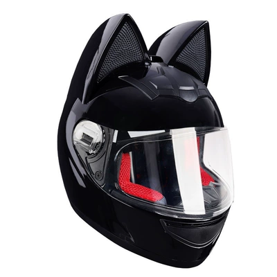 Helmet, in Stock, Motosiklet kaskı (dəbilqə) - black-cat-clear-lenses-s