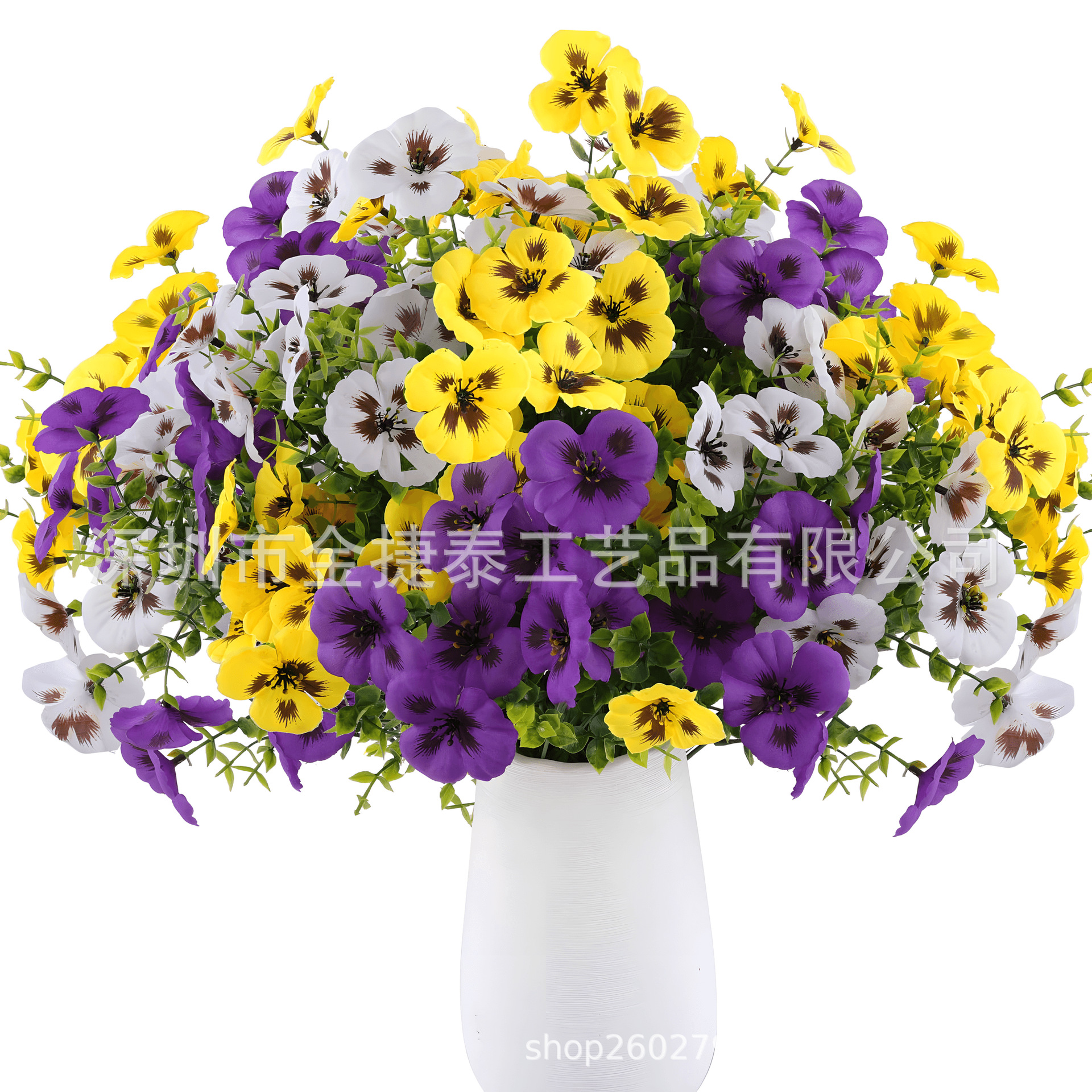 Amazon Cross-Border Artificial Flowers Eucalyptus Pansy Artificial Silk Flower Arrangement Home Decoration Creative Plant Ornaments