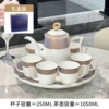 [Exquisite special offer] Bone china purple gold tea set (6 cups, 1 pot, 1 tray) gift box