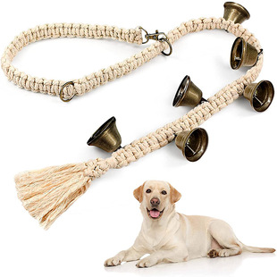 Dog doorbell dog trainer pet doorbell rope hand-woven wooden bead bell hanging rope funny cat toy Amazon