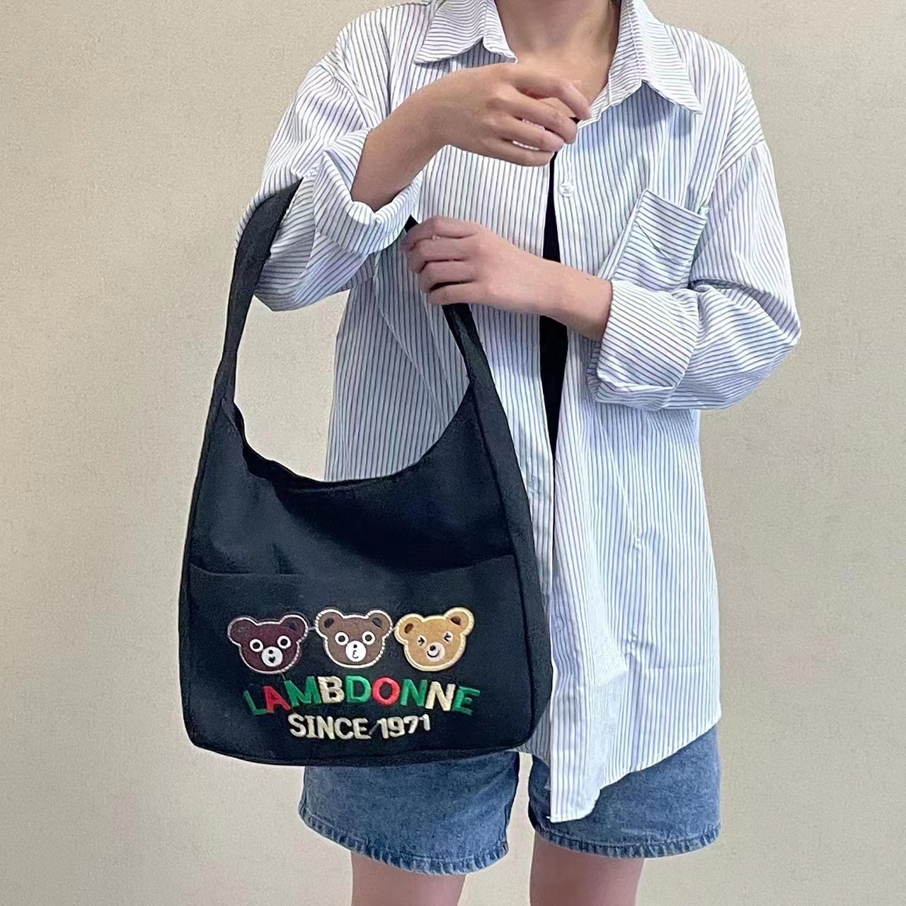 Travel canvas bag for women, single shoulder, 2023 new large-capacity student schoolbag, ins art Academy style cloth bag undefined