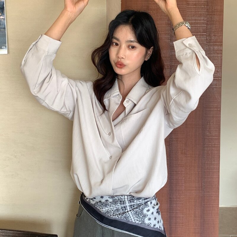 The Lemon Lemon Green Tea 2026 Spring Commuting Style Women's Long Sleeve Slimming and Relaxed Shirt