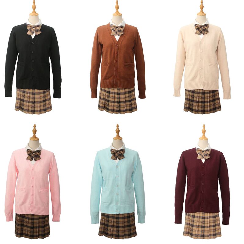 JK uniform cardigan sweater COS Japanese V-neck long sleeve cardigan spring and autumn JK uniform 7-pin thick sweater spot