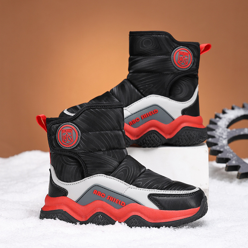 Cross-border a generation of children's snow boots boys waterproof boots 2024 winter new fleece-lined cotton boots warm shoes