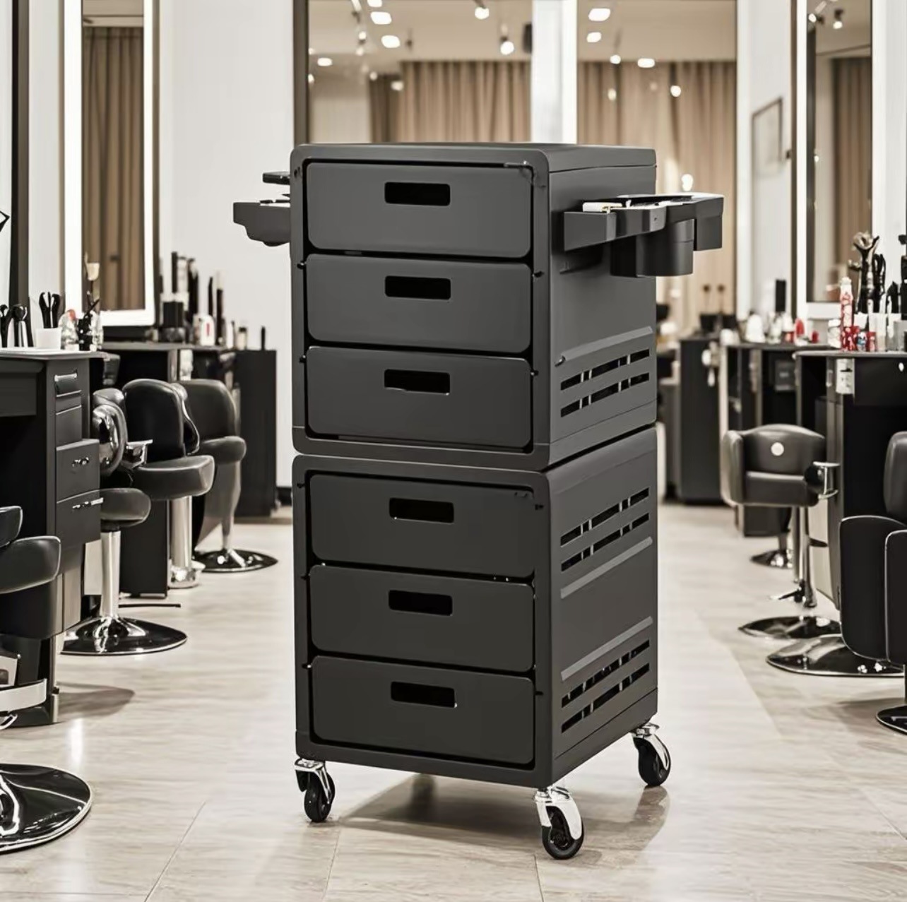 Nuevo carro de herramientas de salón de belleza multicapa, estante de gran capacidad, barra de almacenamiento de barbería, carro de peluquería, carro, tramo