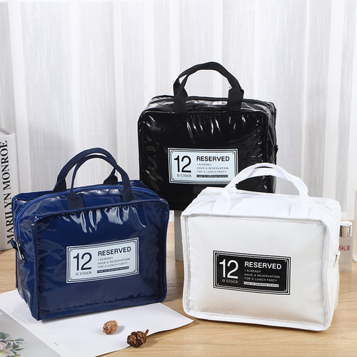 Outdoor multi-purpose storage bag picnic bag waterproof mirror leather cosmetic bag lunch box thermal insulation storage bag