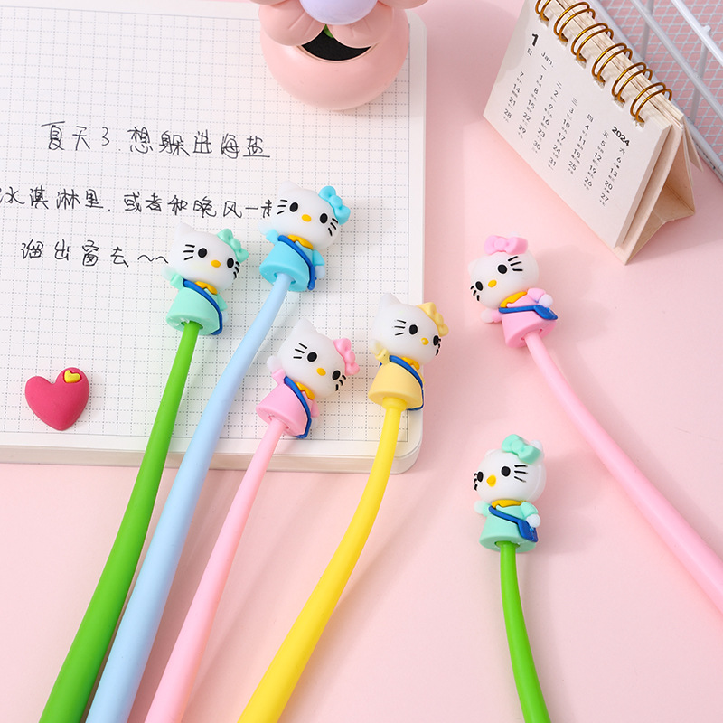 Nuevo gato de goma suave mecedora pluma de gel de alta apariencia de la pluma regalo lindo modelado de la pluma se siente mejor