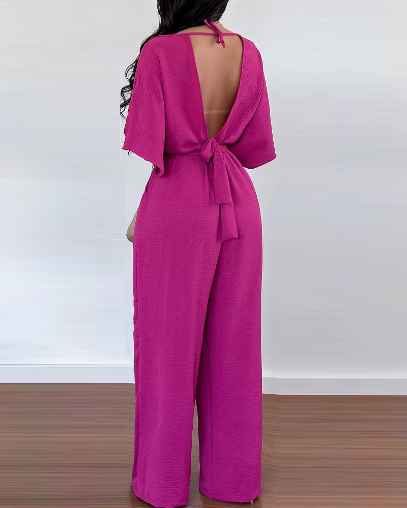 Sexy Solid Color Polyester Jumpsuits display picture 3